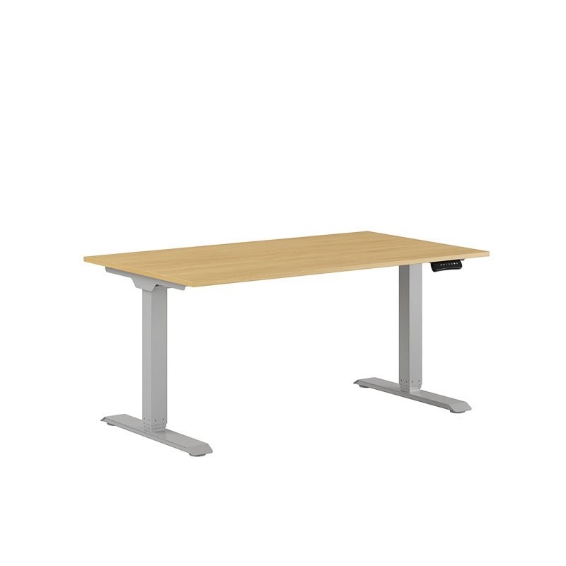 Höj och sänkbart skrivbord, 2-motorigt, grått stativ, ek bordsskiva 140x80cm 39299