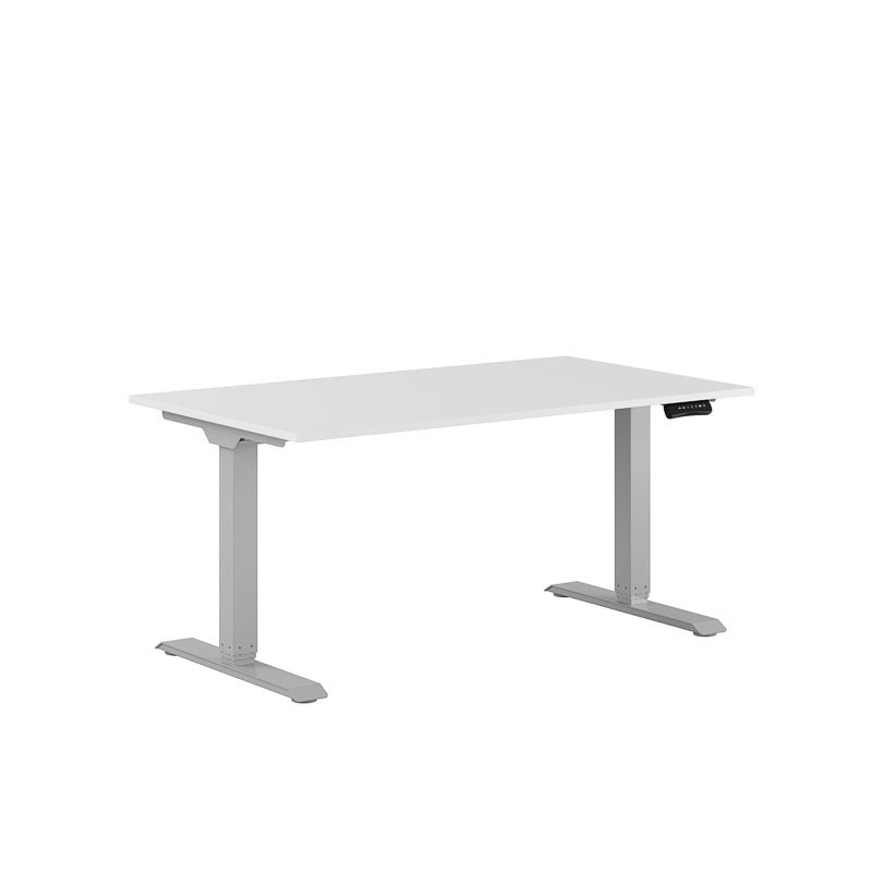 Höj och sänkbart skrivbord, 2-motorigt, grått stativ, vit bordsskiva 140x80cm
