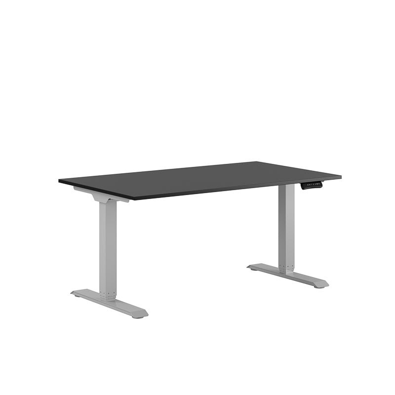 Höj och sänkbart skrivbord, 2-motorigt, grått stativ, svart bordsskiva 140x80cm