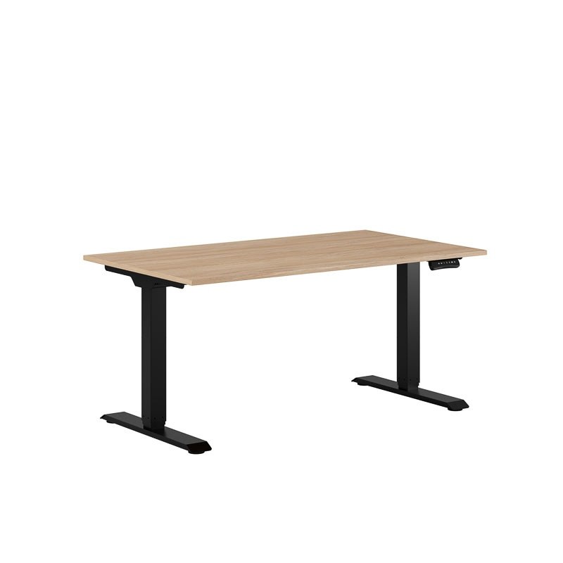 Höj och sänkbart skrivbord, 2-motorigt, svart stativ, urban oak bordsskiva 140x80cm
