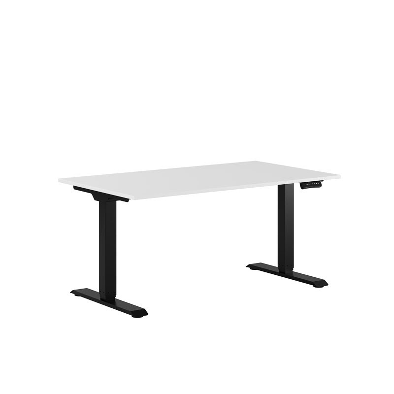 Höj och sänkbart skrivbord, 2-motorigt, svart stativ, vit bordsskiva 140x80cm