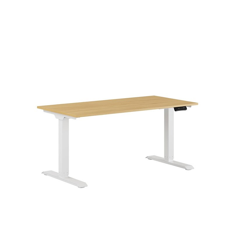 Höj och sänkbart skrivbord, 2-motorigt, vitt stativ, ek bordsskiva 140x70cm 39410