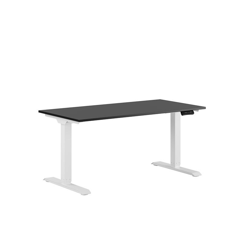 Höj och sänkbart skrivbord, 2-motorigt, vitt stativ, svart bordsskiva 140x70cm 39426
