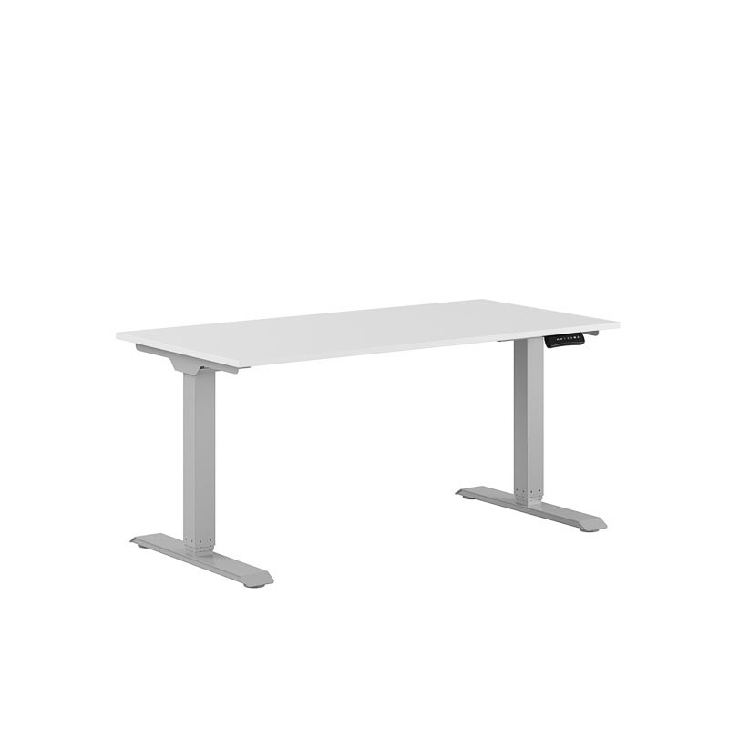 Höj och sänkbart skrivbord, 2-motorigt, grått stativ, vit bordsskiva 140x70cm 39330