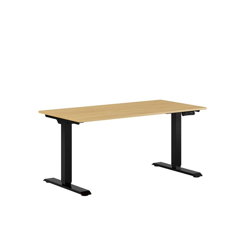 Höj och sänkbart skrivbord, 2-motorigt, svart stativ, ek bordsskiva 140x70cm 39354