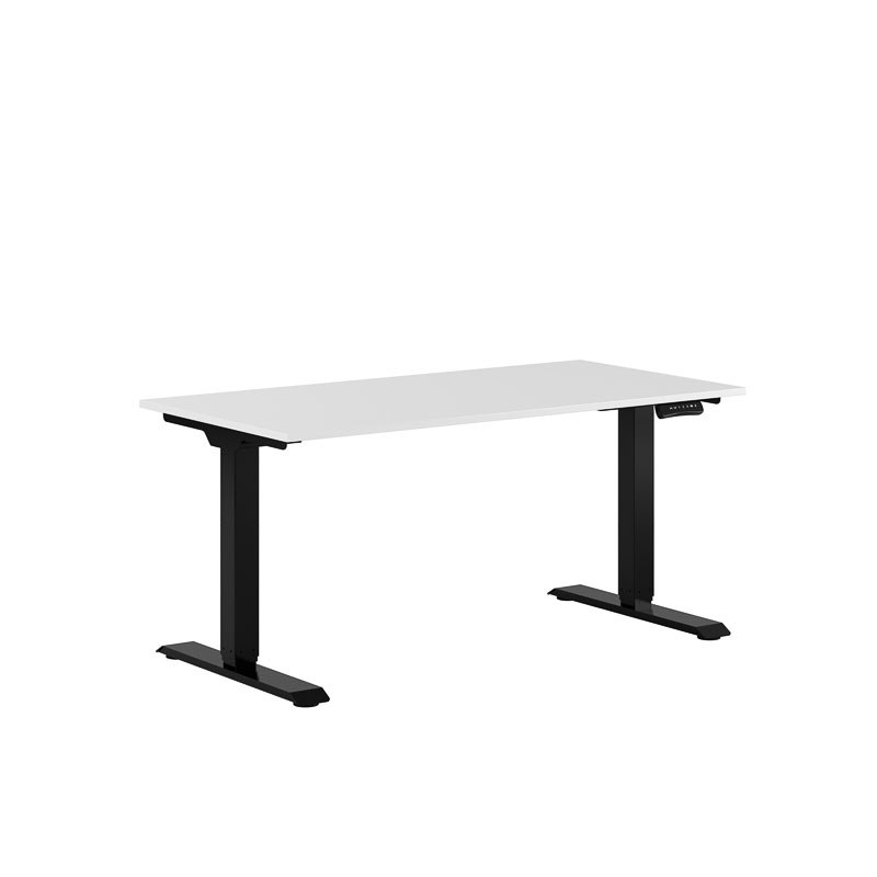 Höj och sänkbart skrivbord, 2-motorigt, svart stativ, vit bordsskiva 140x70cm 39386