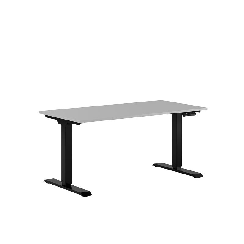 Höj och sänkbart skrivbord, 2-motorigt, svart stativ, grå bordsskiva 140x70cm 39362