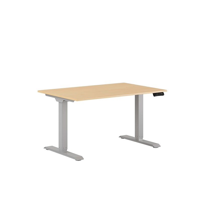 Höj och sänkbart skrivbord, 2-motorigt, grått stativ, bok bordsskiva 120x80cm