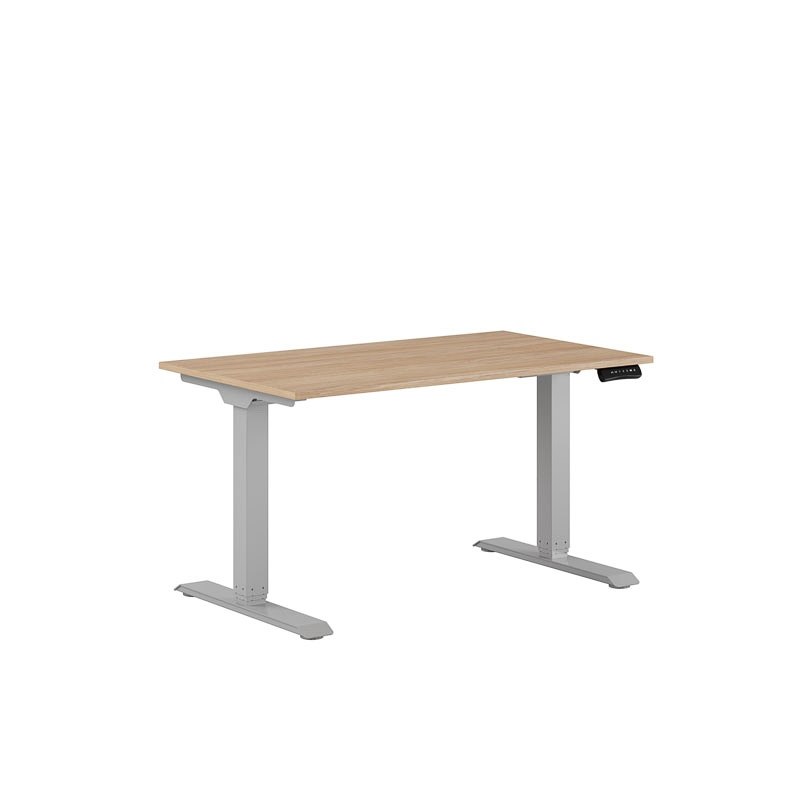 Höj och sänkbart skrivbord, 2-motorigt, grått stativ, urban oak bordsskiva 120x70cm