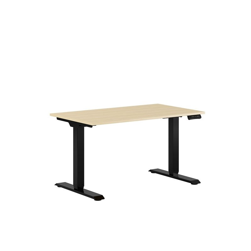 Höj och sänkbart skrivbord, 2-motorigt, svart stativ, björk bordsskiva 120x70cm