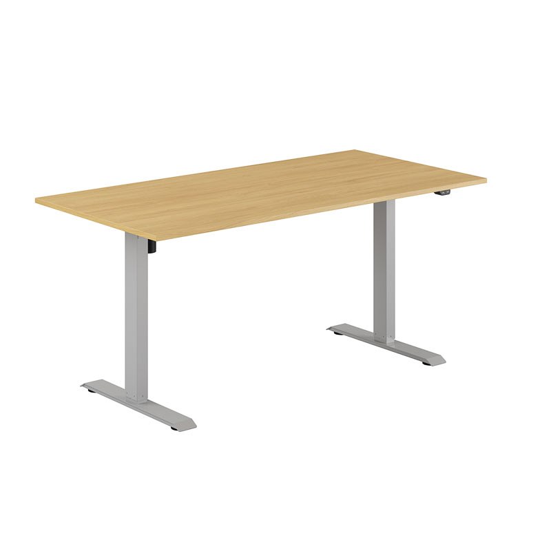 Höj och sänkbart skrivbord, 1-motorigt, grått stativ, ek bordsskiva 160x80cm