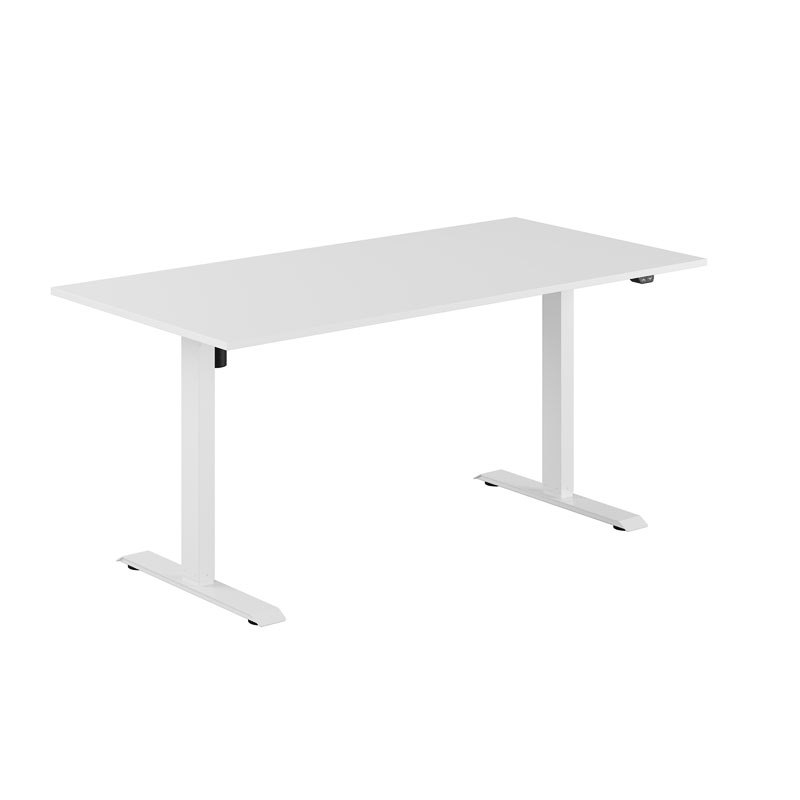 Höj och sänkbart skrivbord, 1-motorigt, vitt stativ, vit bordsskiva 160x80cm