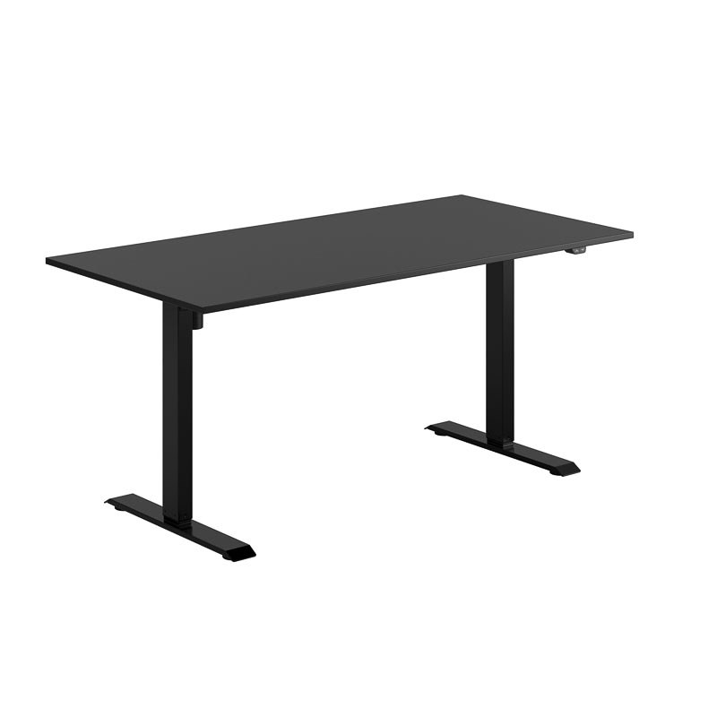 Höj och sänkbart skrivbord, 1-motorigt, svart stativ, svart bordsskiva 160x80cm