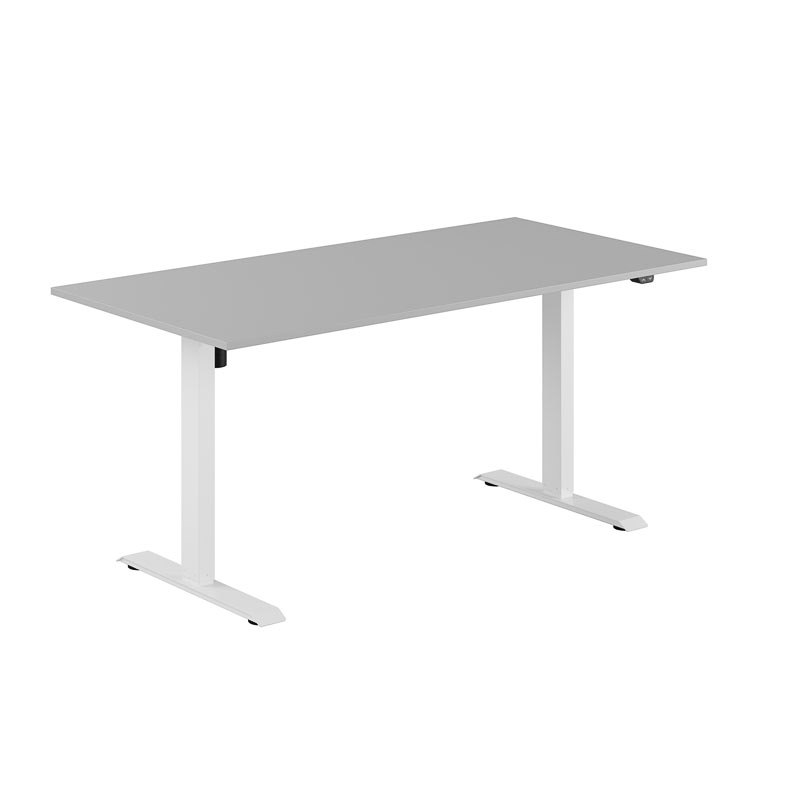 Höj och sänkbart skrivbord, 1-motorigt, vitt stativ, grå bordsskiva 160x80cm