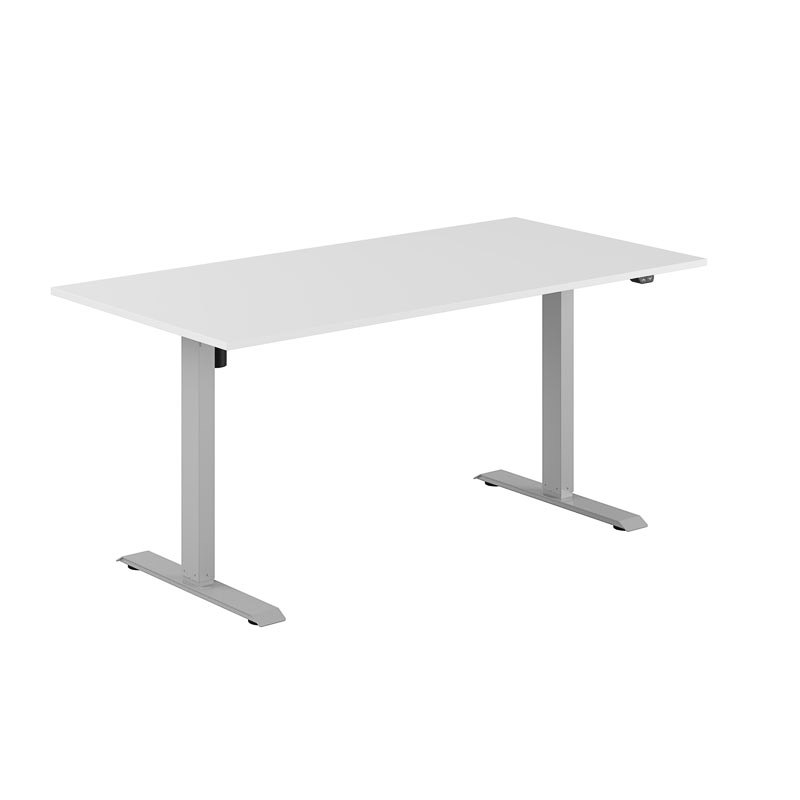 Höj och sänkbart skrivbord, 1-motorigt, grått stativ, vit bordsskiva 160x80cm