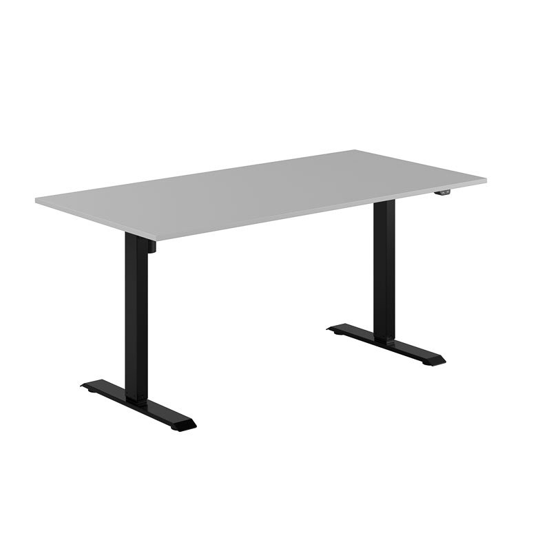 Höj och sänkbart skrivbord, 1-motorigt, svart stativ, grå bordsskiva 160x80cm