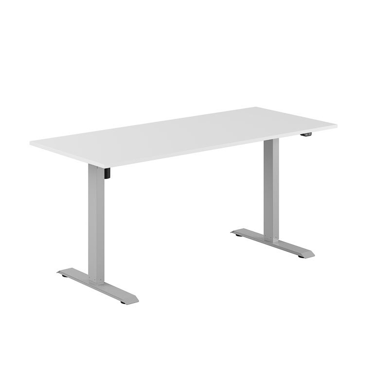 Höj och sänkbart skrivbord, 1-motorigt, grått stativ, vit bordsskiva 160x70cm