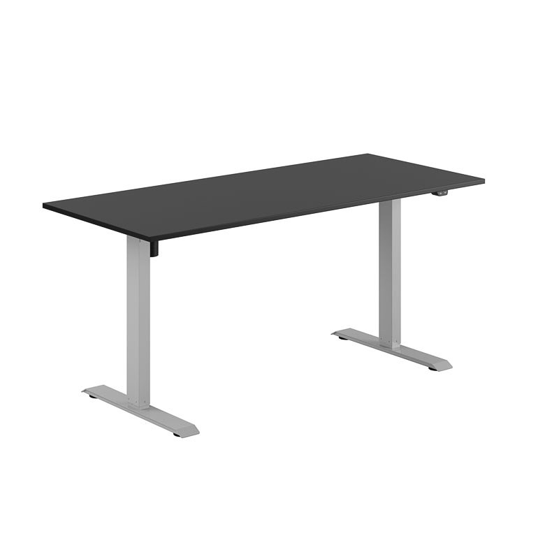 Höj och sänkbart skrivbord, 1-motorigt, grått stativ, svart bordsskiva 160x70cm