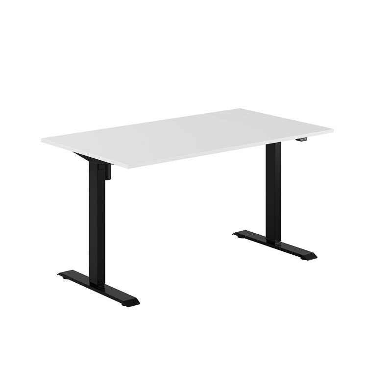Höj och sänkbart skrivbord, 1-motorigt, svart stativ, vit bordsskiva 140x80cm