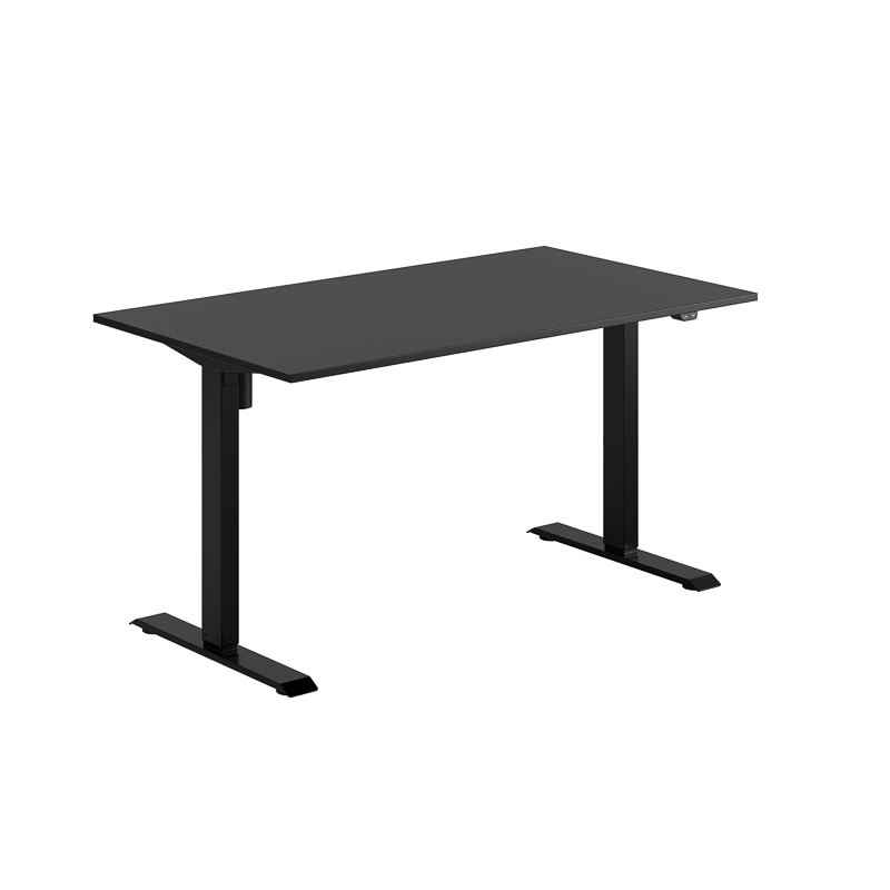 Höj och sänkbart skrivbord, 1-motorigt, svart stativ, svart bordsskiva 140x80cm