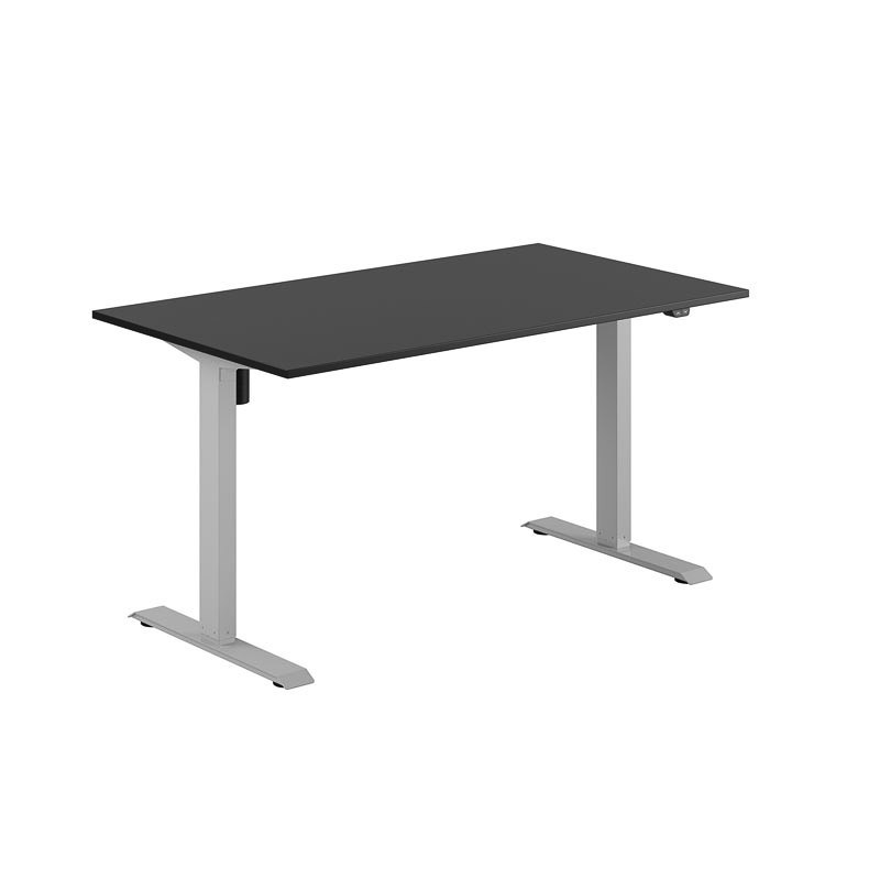 Höj och sänkbart skrivbord, 1-motorigt, grått stativ, svart bordsskiva 140x80cm