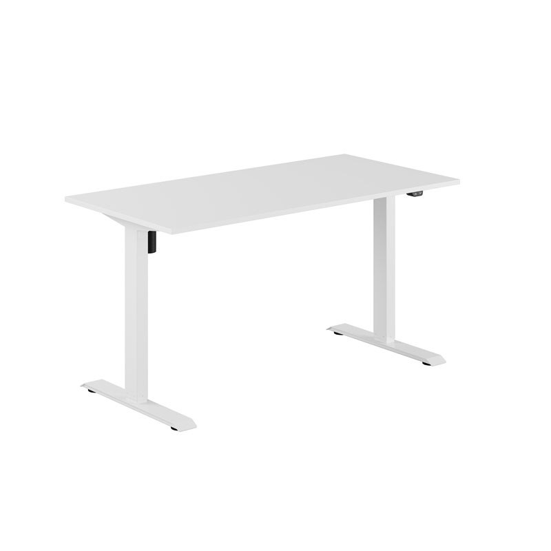 Höj och sänkbart skrivbord, 1-motorigt, vitt stativ, vit bordsskiva 140x70cm
