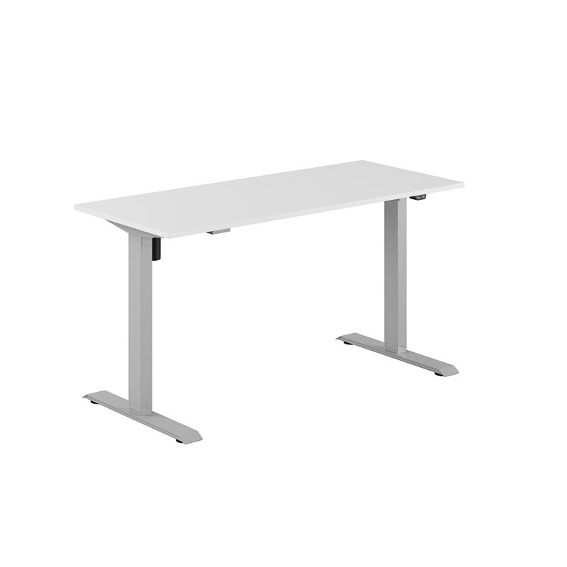 Höj och sänkbart skrivbord, 1-motorigt, grått stativ, vit bordsskiva 140x60cm