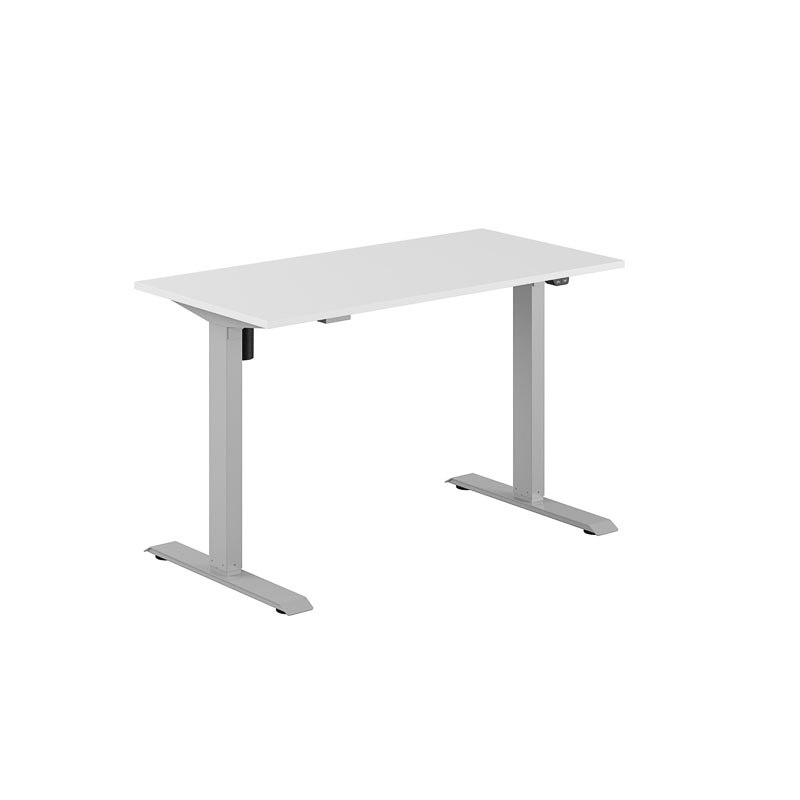 Höj och sänkbart skrivbord, 1-motorigt, grått stativ, vit bordsskiva 120x60cm