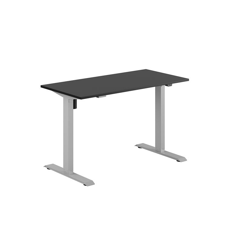 Höj och sänkbart skrivbord, 1-motorigt, grått stativ, svart bordsskiva 120x60cm