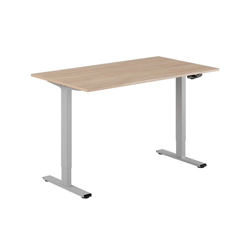 Höj och sänkbart skrivbord, vev, grått stativ, urban oak bordsskiva 140x80cm