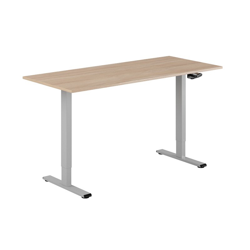 Höj och sänkbart skrivbord, vev, grått stativ, urban oak bordsskiva 160x70cm