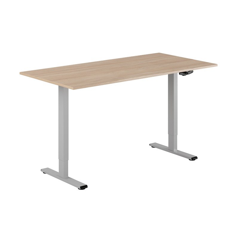 Höj och sänkbart skrivbord, vev, grått stativ, urban oak bordsskiva 160x80cm