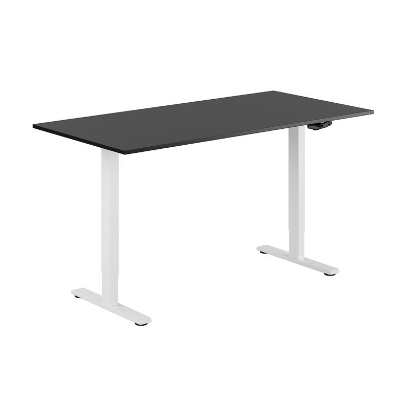 Höj och sänkbart skrivbord, vev, vitt stativ, svart bordsskiva 160x80cm 39819