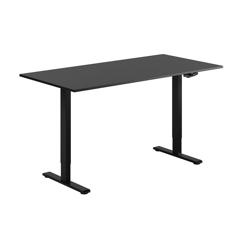 Höj och sänkbart skrivbord, vev, svart stativ, svart bordsskiva 160x80cm 39759