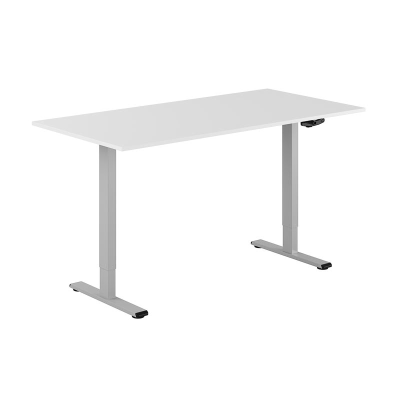 Höj och sänkbart skrivbord, vev, grått stativ, vit bordsskiva 160x80cm 39717