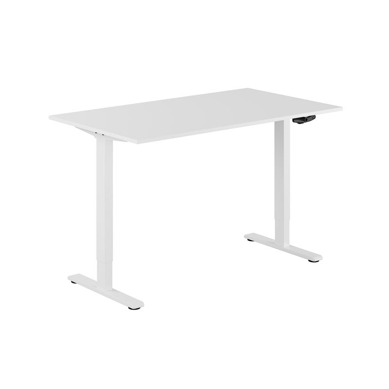 Höj och sänkbart skrivbord, vev, vitt stativ, vit bordsskiva 140x80cm 39835