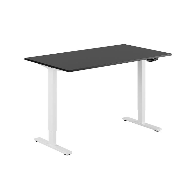 Höj och sänkbart skrivbord, vev, vitt stativ, svart bordsskiva 140x80cm 39817