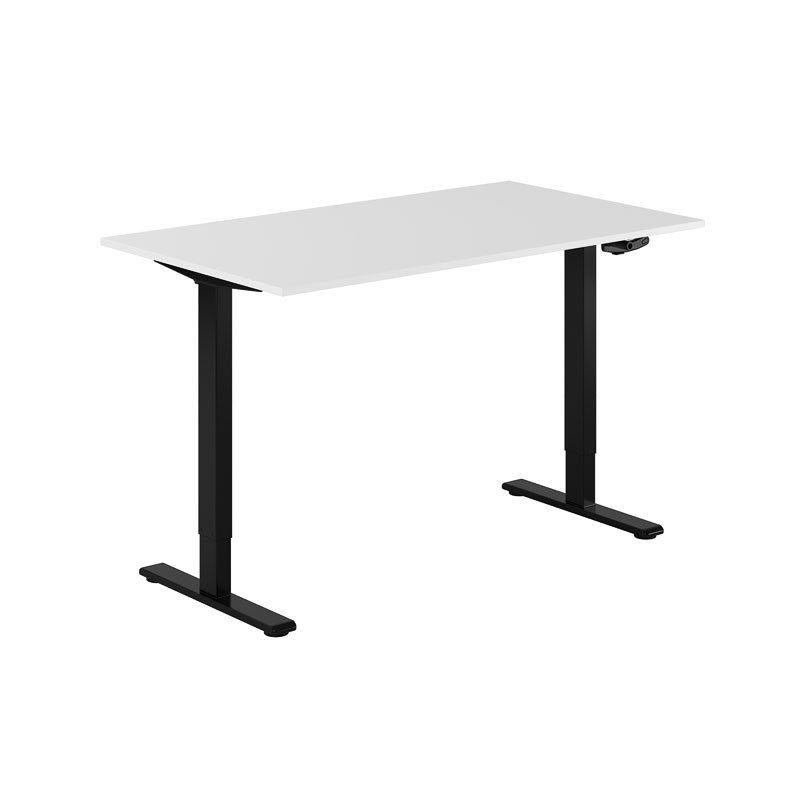 Höj och sänkbart skrivbord, vev, svart stativ, vit bordsskiva 140x80cm 39775