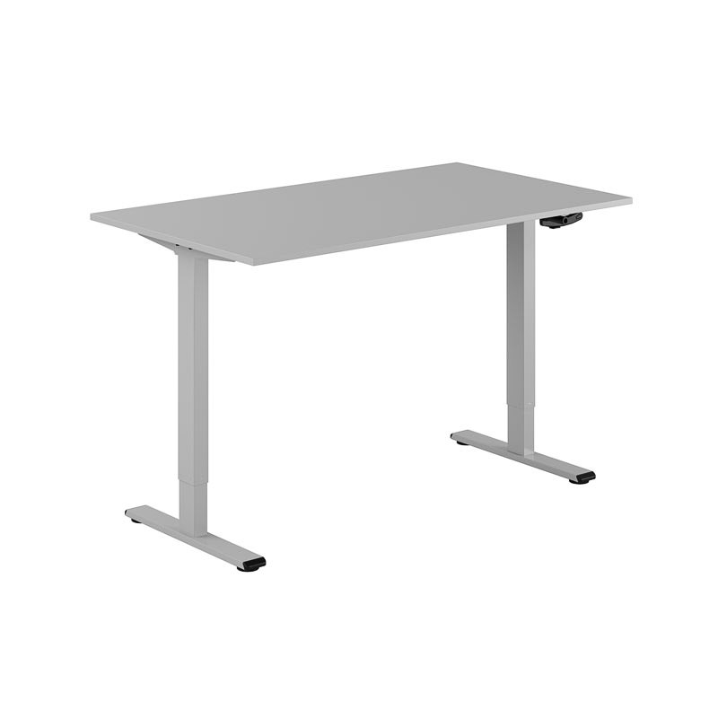 Höj och sänkbart skrivbord, vev, grått stativ, grå bordsskiva 140x80cm 39687