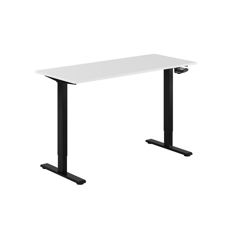 Höj och sänkbart skrivbord, vev, svart stativ, vit bordsskiva 140x60cm