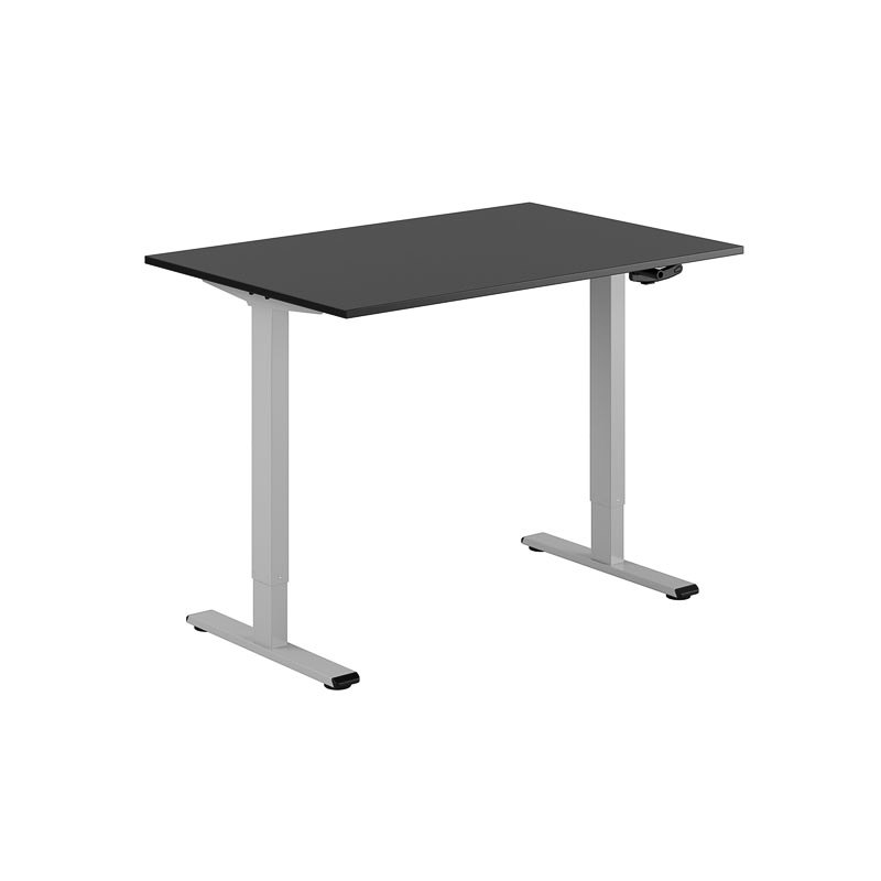 Höj och sänkbart skrivbord, vev, grått stativ, svart bordsskiva 120x80cm 39694