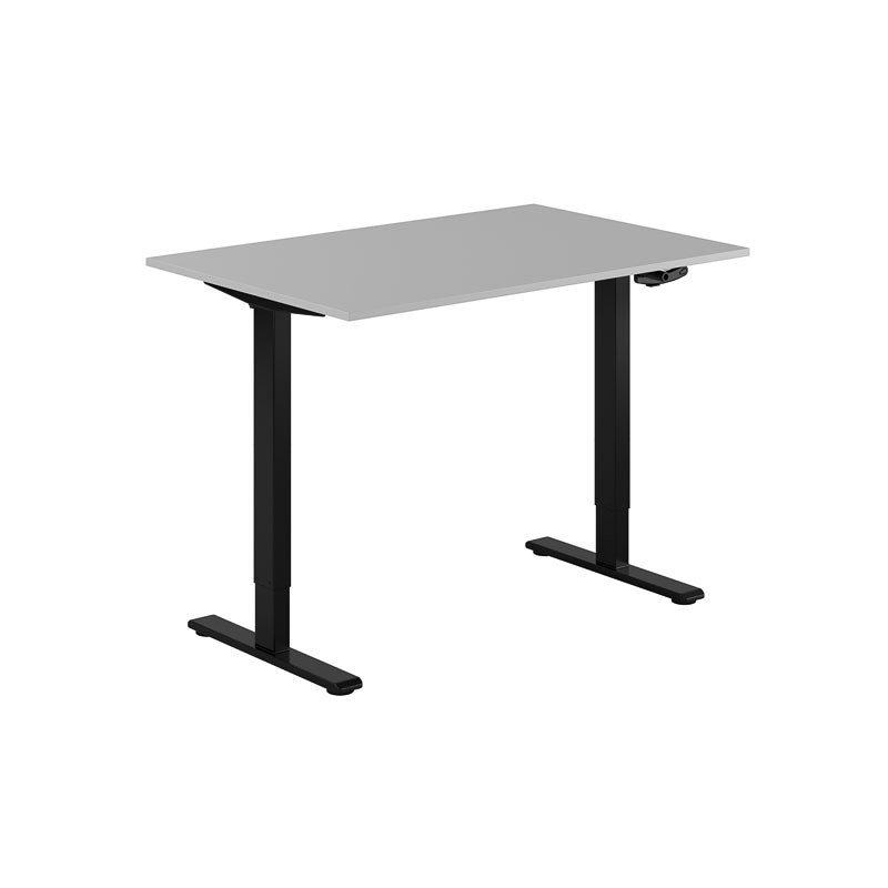 Höj och sänkbart skrivbord, vev, svart stativ, grå bordsskiva 120x80cm 39744