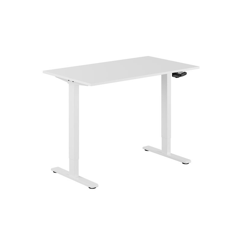 Höj och sänkbart skrivbord, vev, vitt stativ, vit bordsskiva 120x70cm