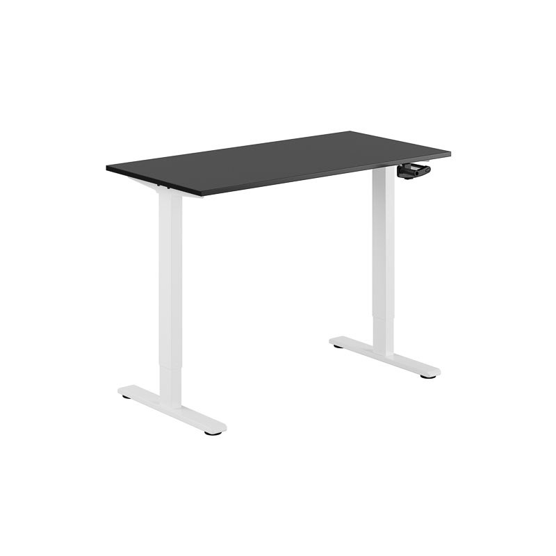 Höj och sänkbart skrivbord, vev, vitt stativ, svart bordsskiva 120x60cm 39812
