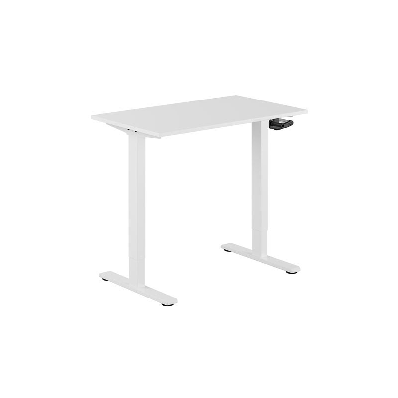 Höj och sänkbart skrivbord, vev, vitt stativ, vit bordsskiva 100x70cm 39829