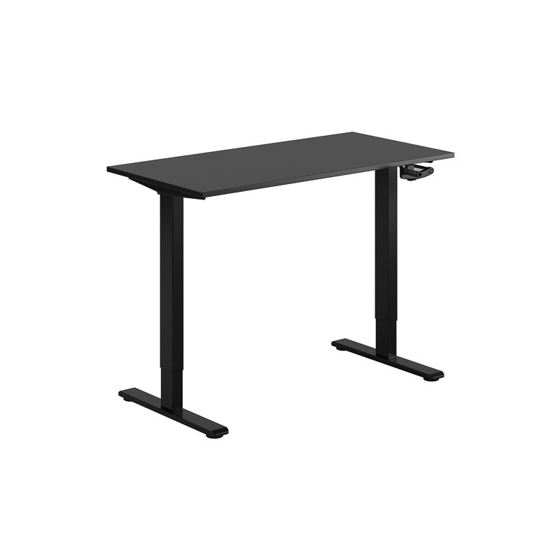 Höj och sänkbart skrivbord, vev, svart stativ, svart bordsskiva 120x60cm 39752