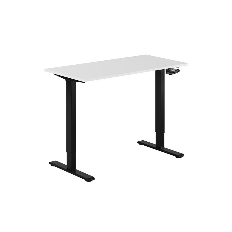 Höj och sänkbart skrivbord, vev, svart stativ, vit bordsskiva 120x60cm 39770