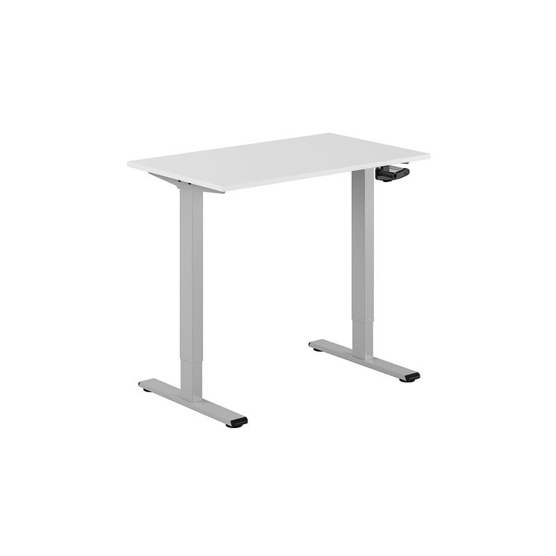 Höj och sänkbart skrivbord, vev, grått stativ, vit bordsskiva 100x70cm 39709