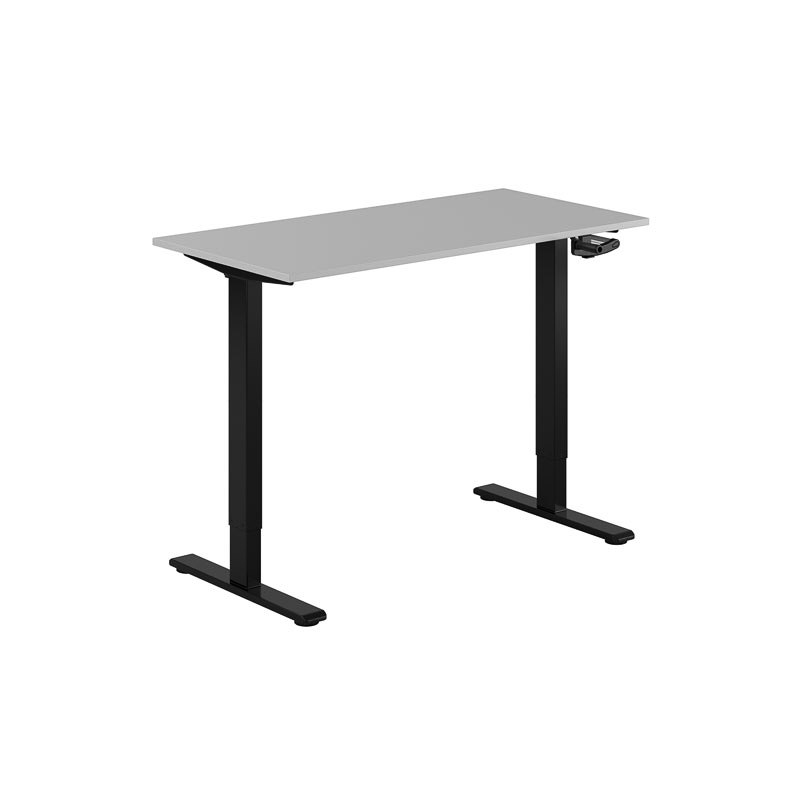 Höj och sänkbart skrivbord, vev, svart stativ, grå bordsskiva 120x60cm 39742