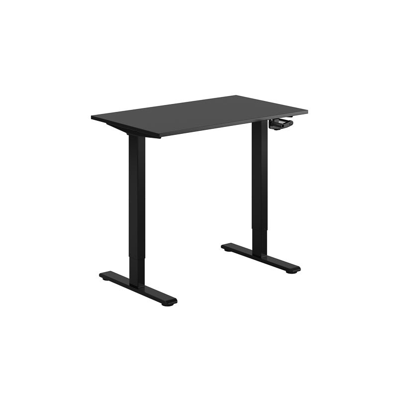 Höj och sänkbart skrivbord, vev, svart stativ, svart bordsskiva 100x60cm 39750